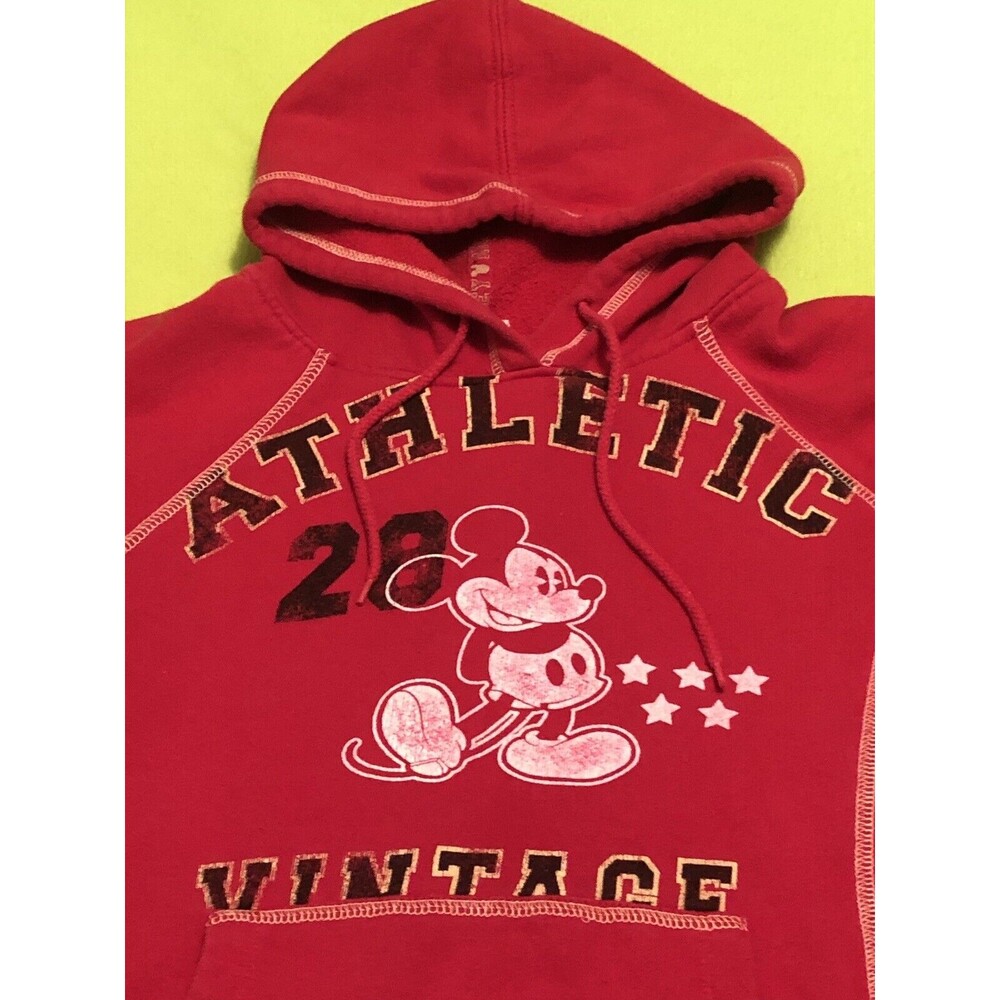 Mickey Mouse Disney Vintage VTG Red Hoodie Sweatshirt Athletic Disneyland XL